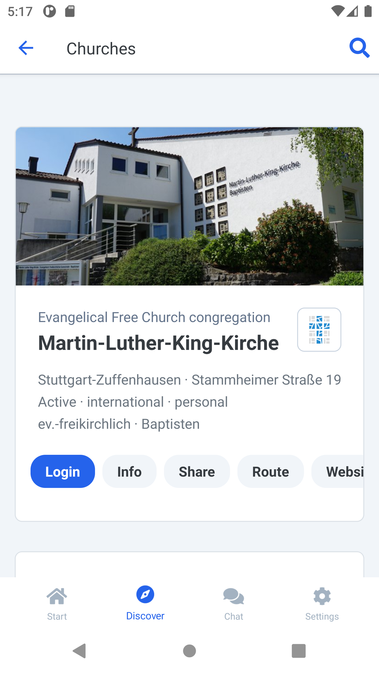 Screenshot: Detail View of Martin-Luther-King Church