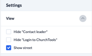 Screenshot: Show street is now an option under "Customize group page".