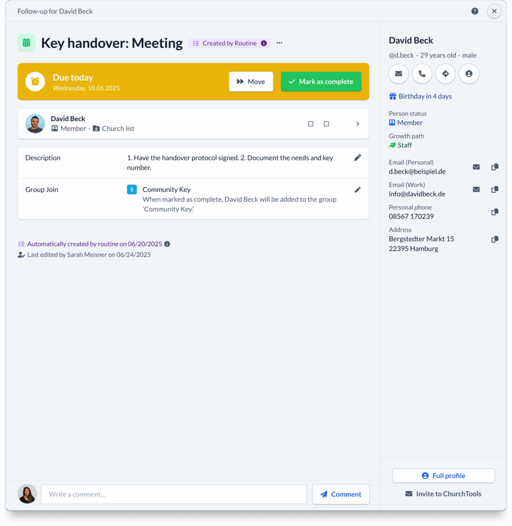 Follow-up that is due