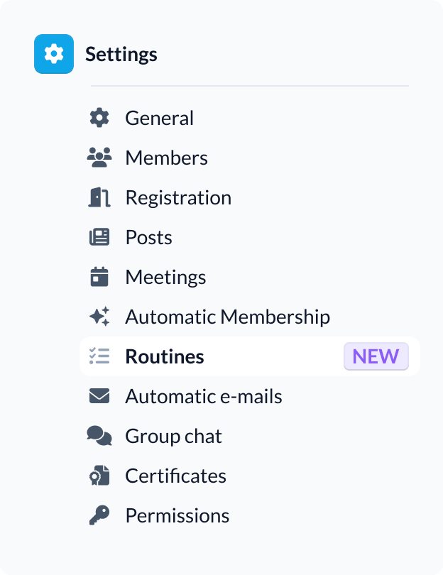 Group settings menu that leads to Routines