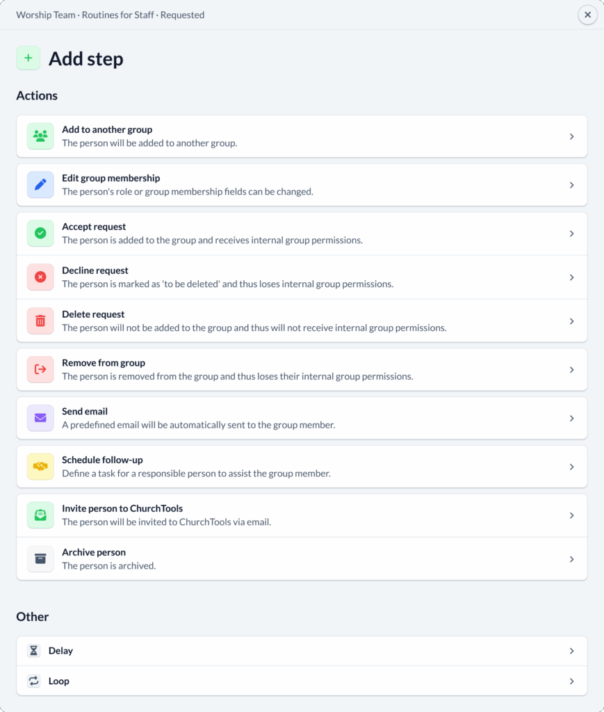 Add a step to a routine