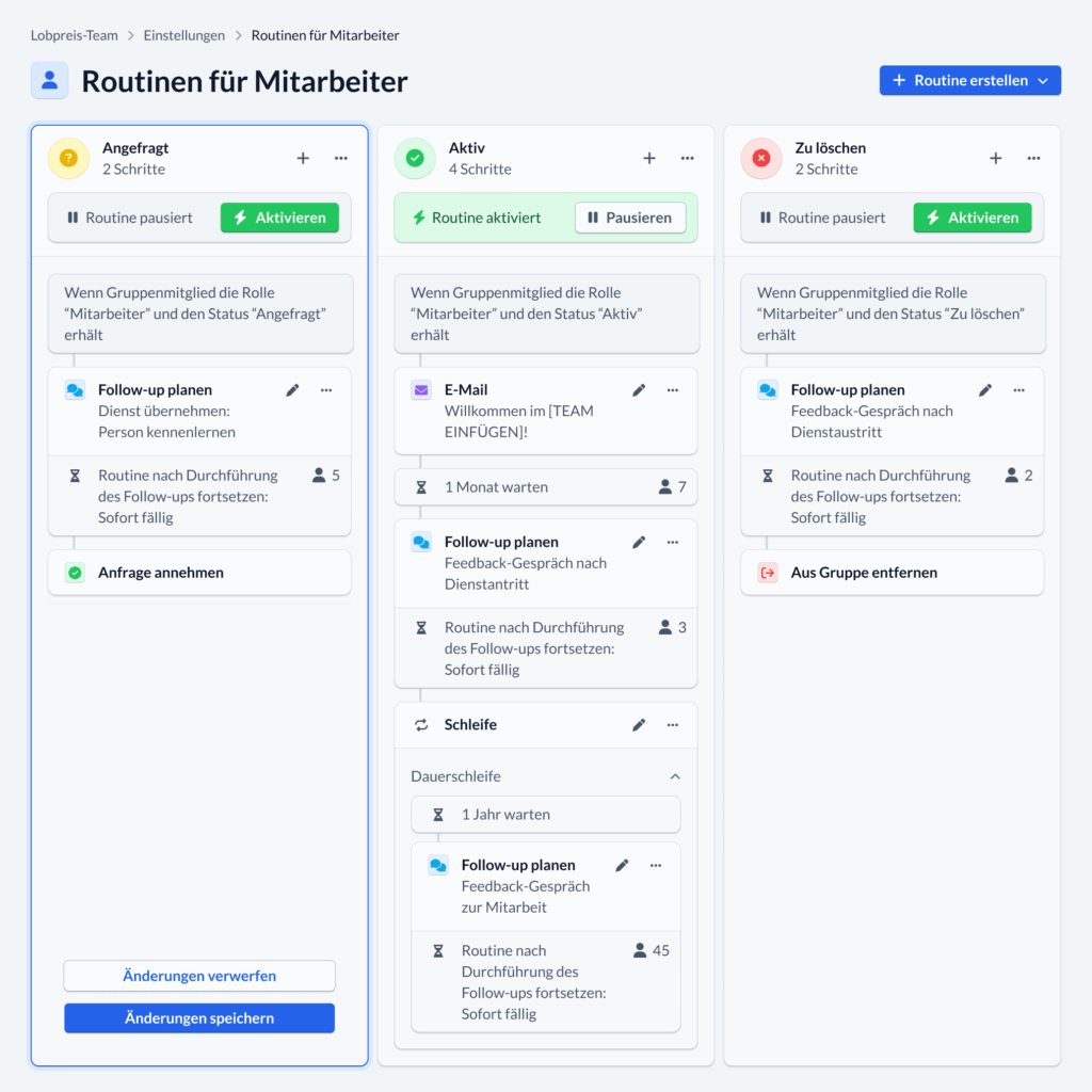 Routinen konfigurieren